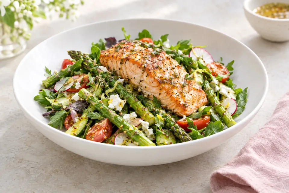 Roasted Salmon and Asparagus Salad with Mustard Vinaigrette