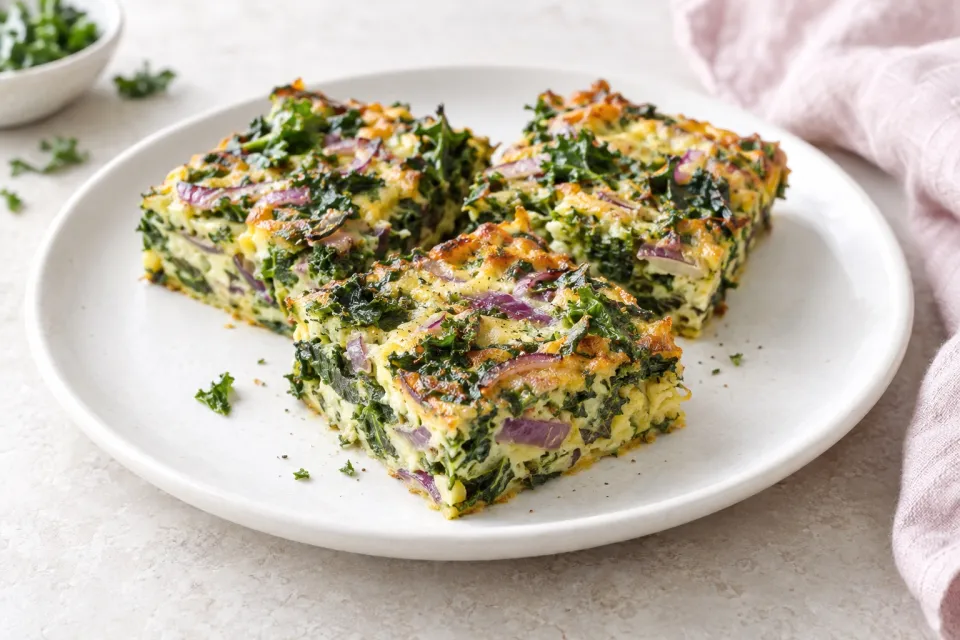 Kale and Red Onion Low-Carb Breakfast Squares