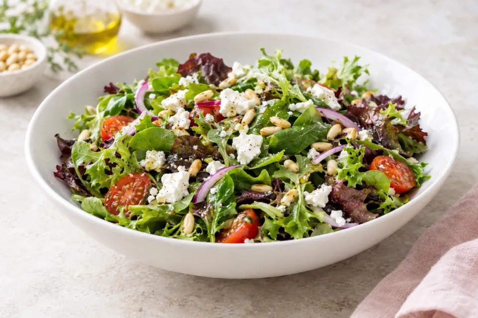 Mary's Spring Mix Salad with Feta and Pine Nuts