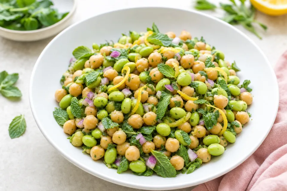 Chickpea and Edamame Salad with Lemon and Mint