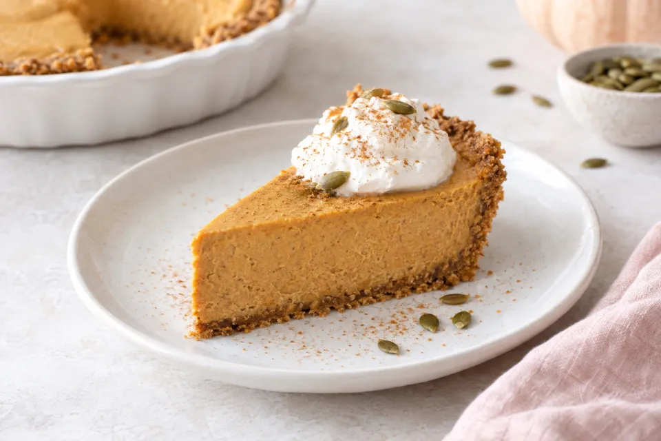 Low-Sugar Pumpkin Cheesecake Pie