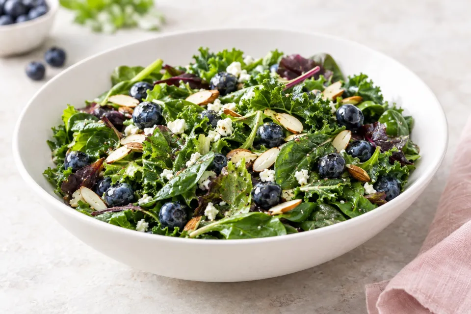 Power Greens Salad with Blueberries and Almonds