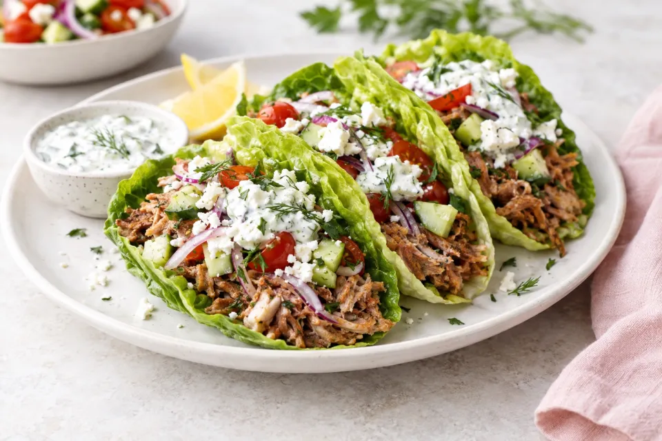 Instant Pot Low-Carb Greek Pork Tacos
