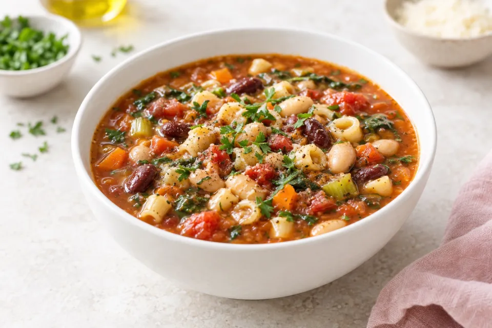 Slow Cooker Vegetarian Pasta E Fagioli Soup