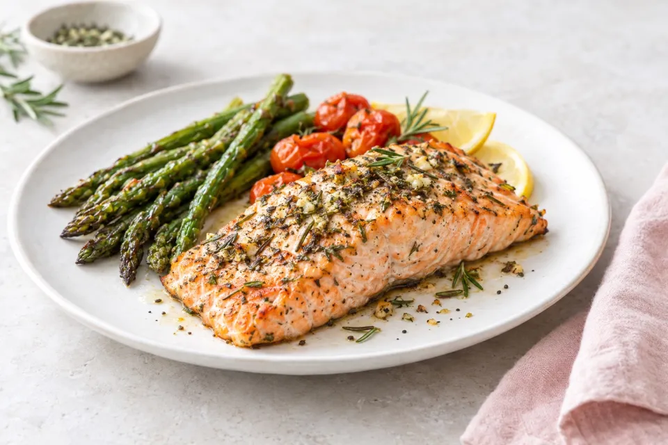 Quick and Easy Roasted Salmon with Rosemary-Garlic Rub