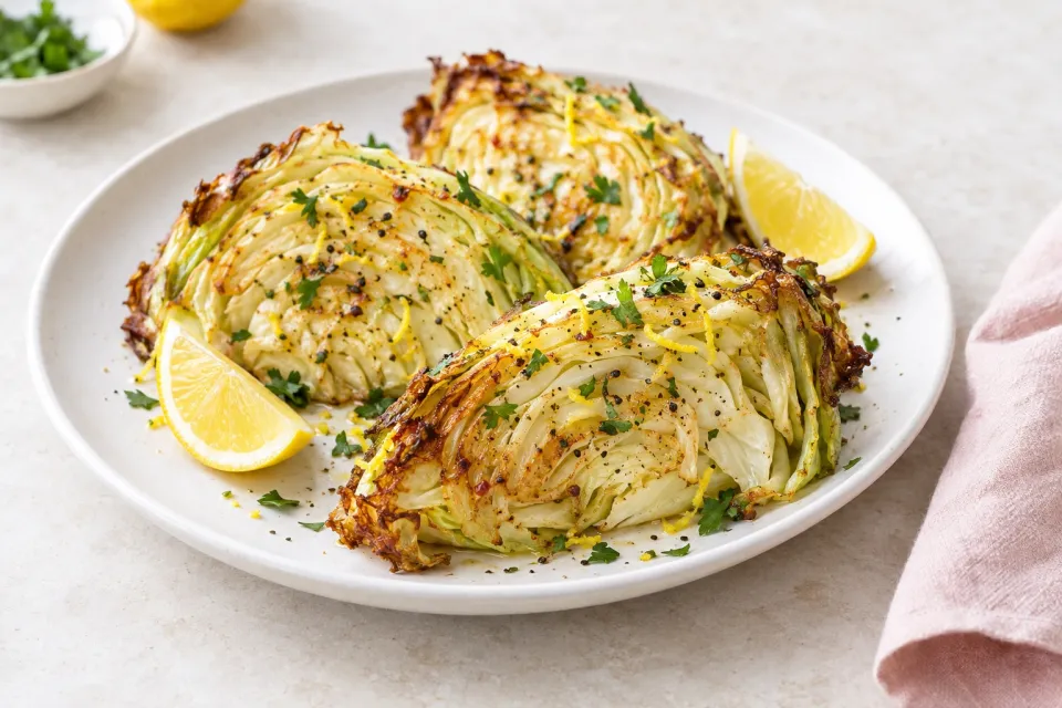 Low-Carb Roasted Cabbage with Lemon