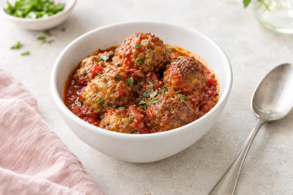 Beef and Sausage Meatballs in Tomato Sauce