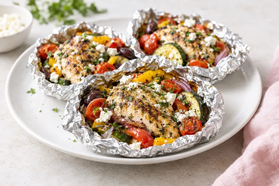 Low-Carb Grilled Greek Chicken Packets