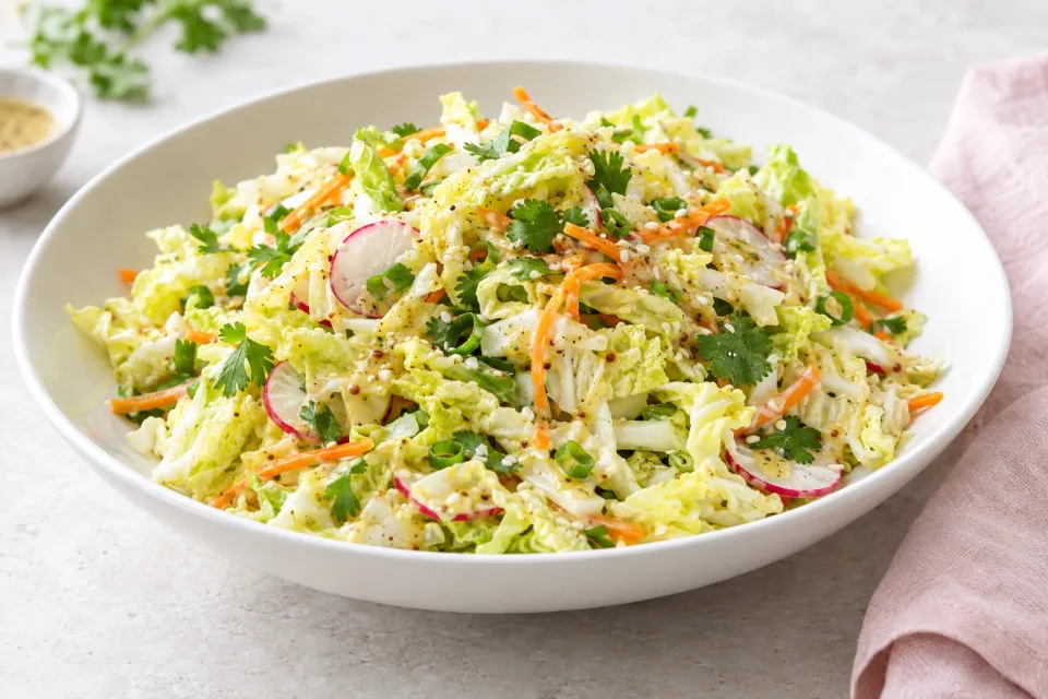 Low-Carb Napa Cabbage Salad with Dijon-Ginger Dressing