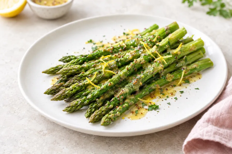 Barely-Cooked Asparagus with Lemon-Mustard Vinaigrette
