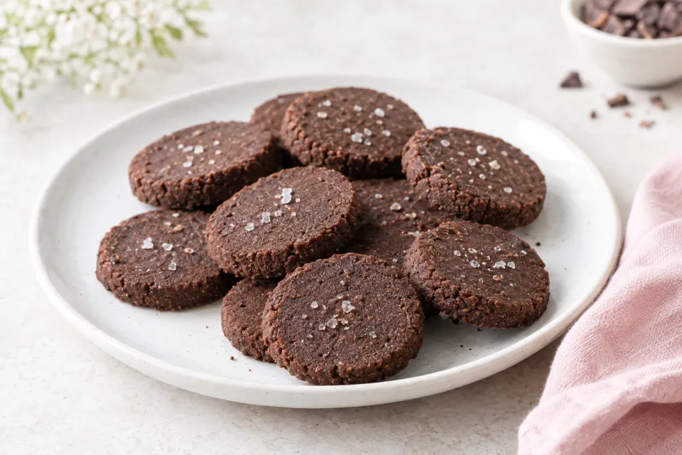 Flourless Sugar-Free Chocolate Shortbread Cookies