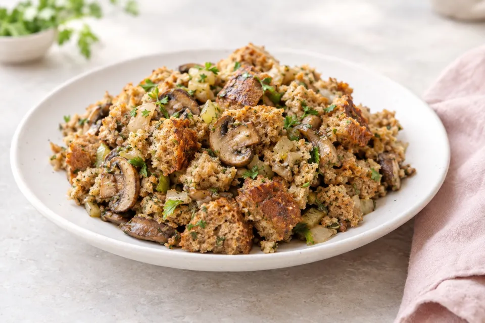 Stuffing with Whole Wheat Bread and Mushrooms