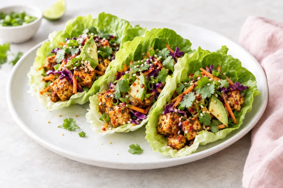 Spicy Tofu Lettuce Wrap Tacos