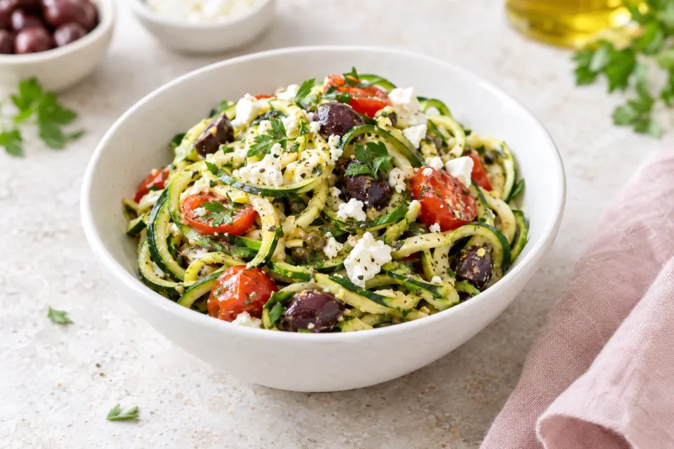Low-Carb and Paleo Mediterranean Zucchini Noodles