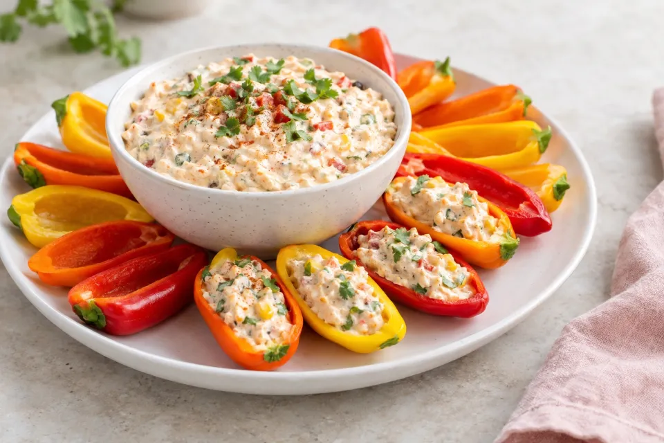 Southwestern Ranch Dip with Sweet Mini-Pepper Scoops