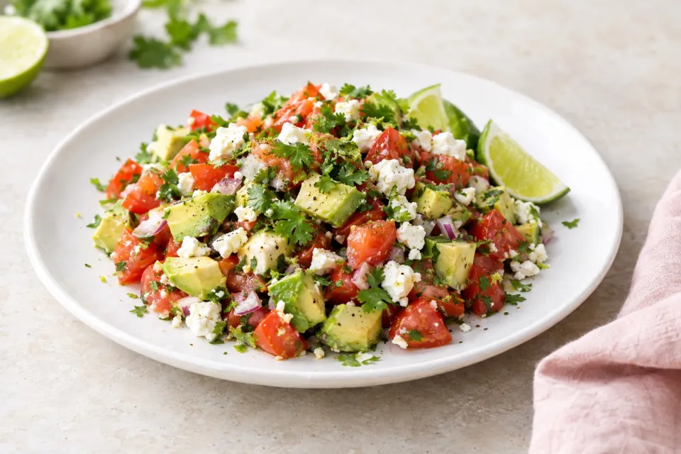 Lisa's Cross-Cultural Salsa with Tomato, Avocado, Lime, and Feta