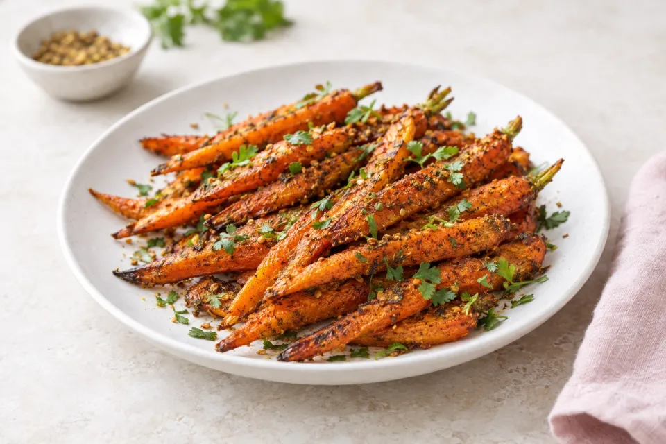 Air Fryer Roasted Carrots with Moroccan Spice Mix