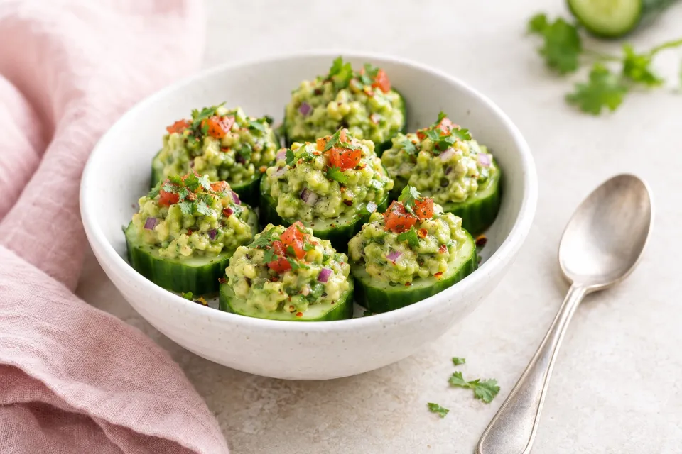 Easy Cucumber Guacamole Appetizer Bites