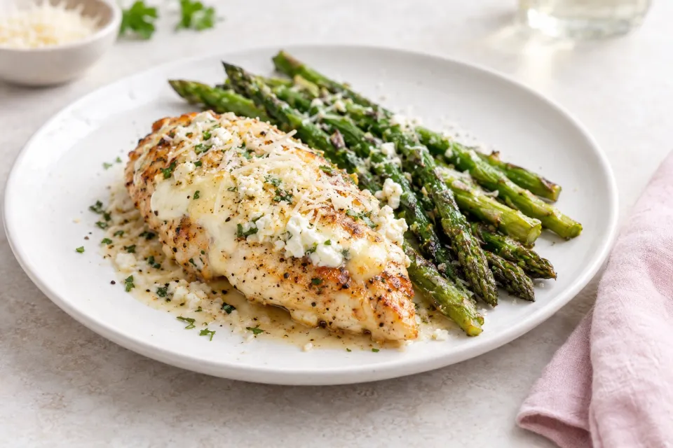 Chicken and Asparagus with Three Cheeses