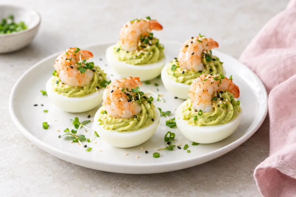 Shrimp and Wasabi Deviled Eggs