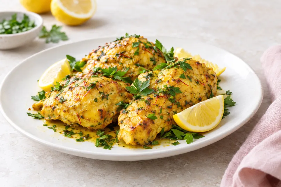 Saffron Chicken with Parsley and Lemon