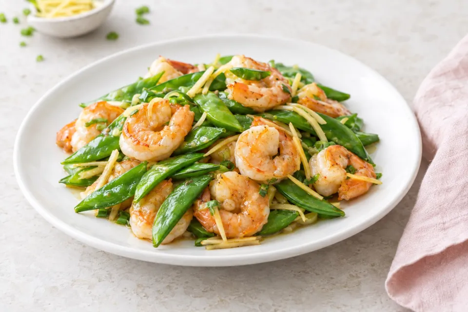 Stir-Fried Shrimp with Sugar Snap Peas and Ginger