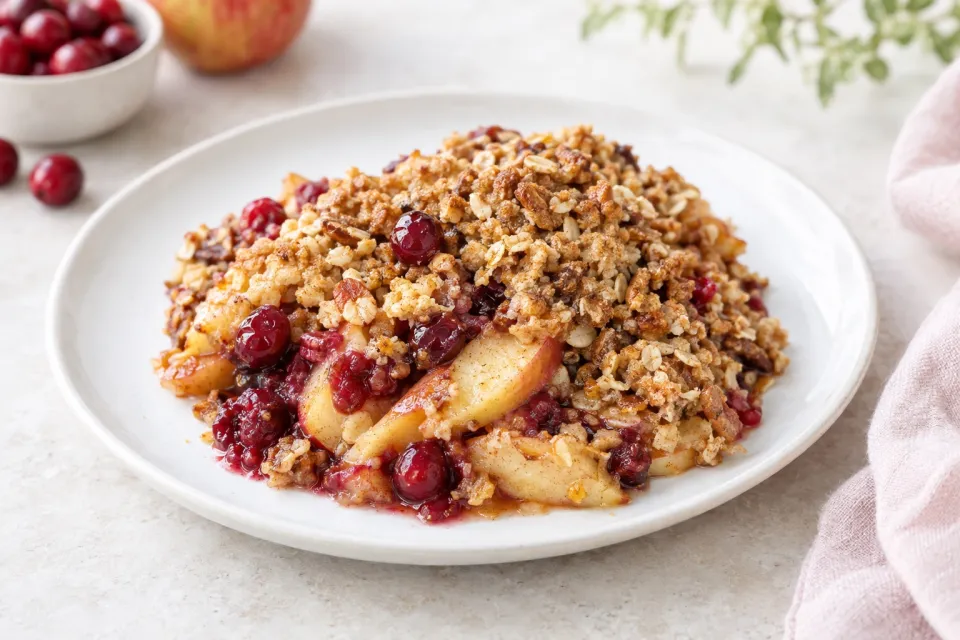 Low-Sugar and Gluten-Free Cranberry Apple Crisp