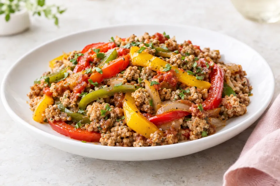 Mom’s Ground Turkey and Peppers