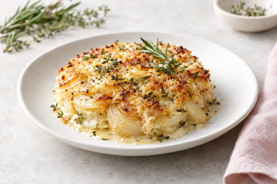 Onion Gratin with Rosemary and Thyme
