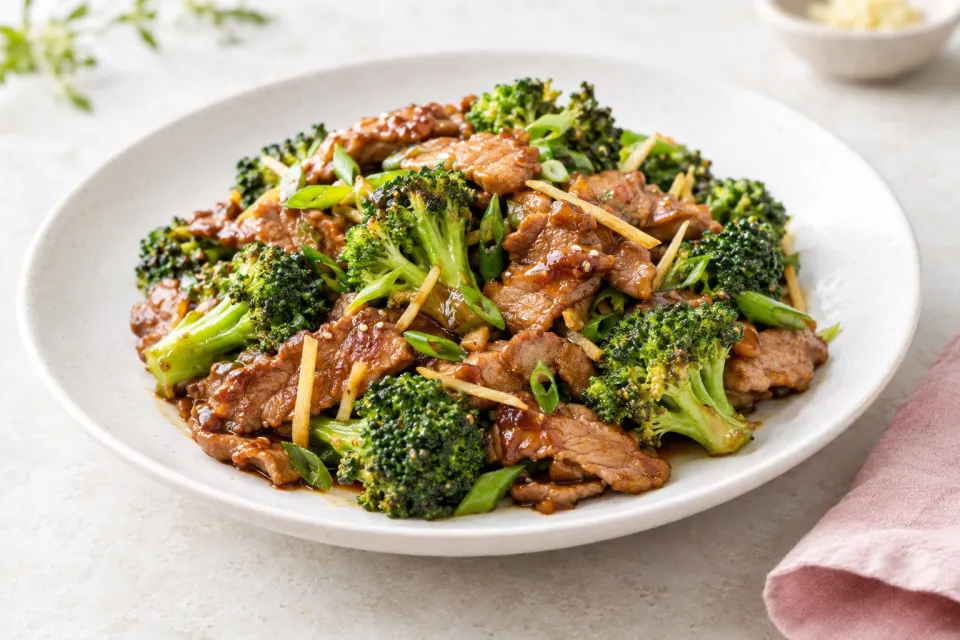 Pork and Broccoli Stir-Fry with Ginger and Hoisin Sauce