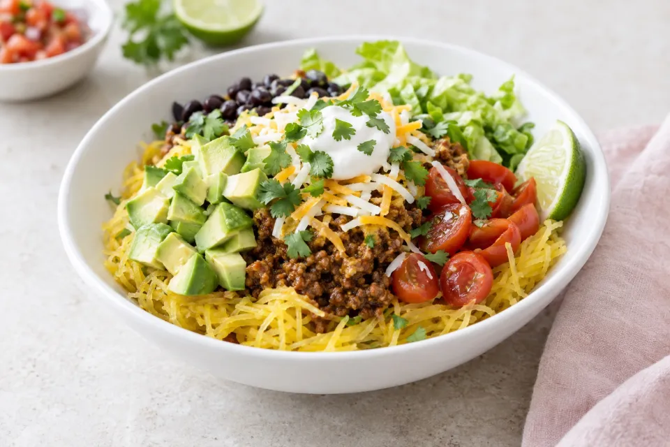 Spaghetti Squash Low-Carb Taco Bowl