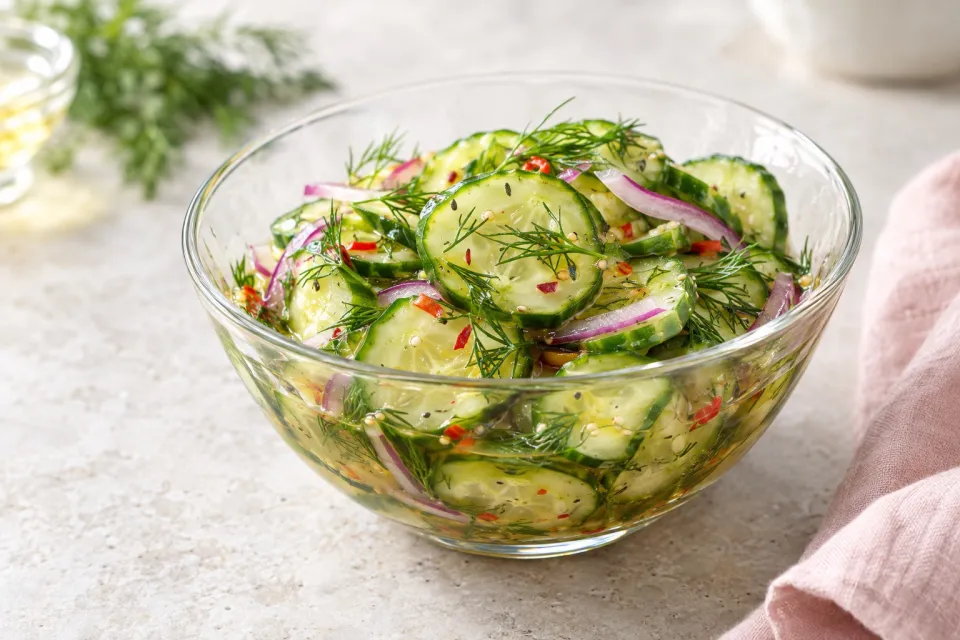 Sweet and Sour Cucumber Salad with Fresh Dill