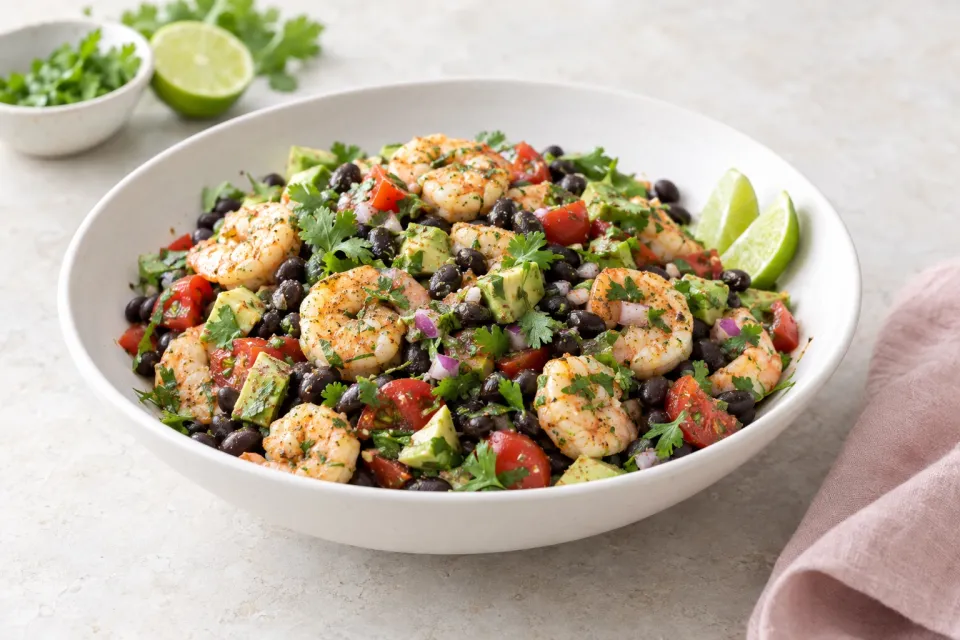 Shrimp and Black Bean Salad with Cilantro, Cumin, and Lime