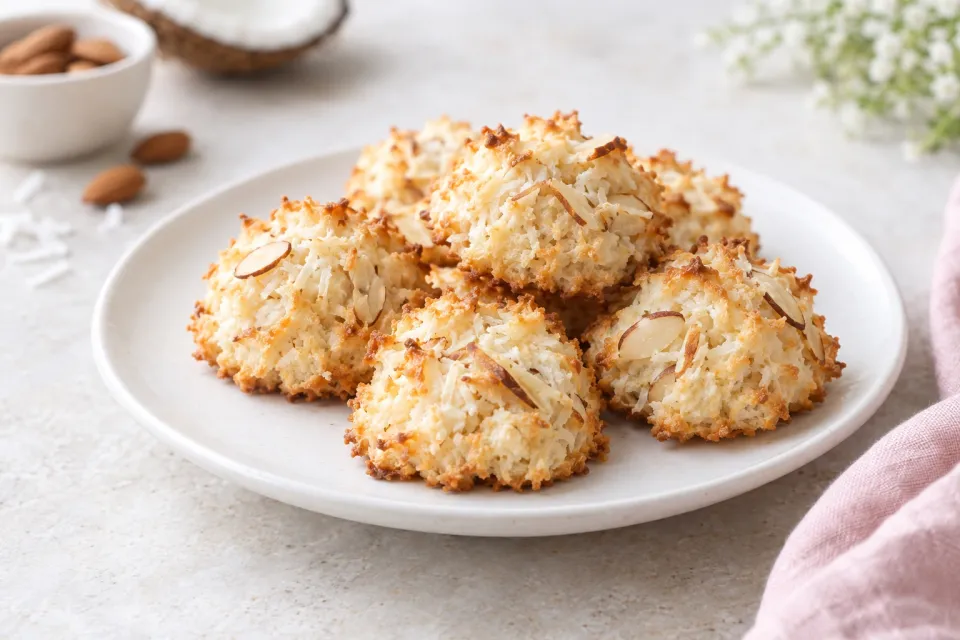 Low-Sugar Gluten-Free Coconut Almond Macaroon Cookies