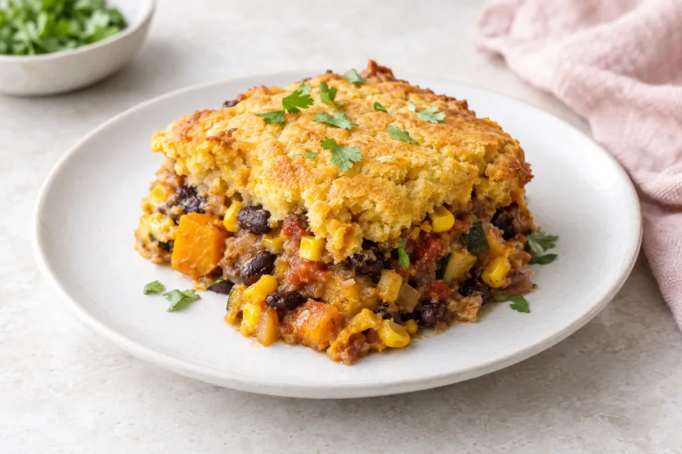 Three Sisters Casserole with Cornbread Topping