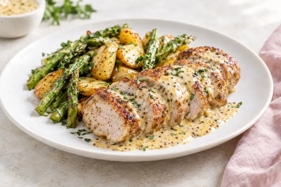 Easy Pan-Fried Pork Tenderloin with Mustard Sauce