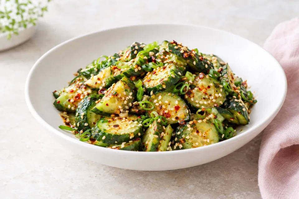 Spicy Cucumber Salad with Sesame Seeds