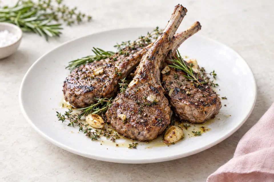 Grilled Lamb Chops with Garlic, Rosemary, and Thyme