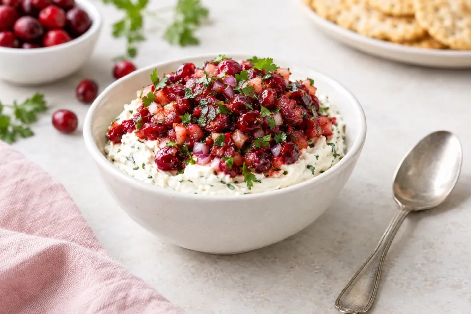 Cranberry Salsa Cream Cheese Holiday Appetizer