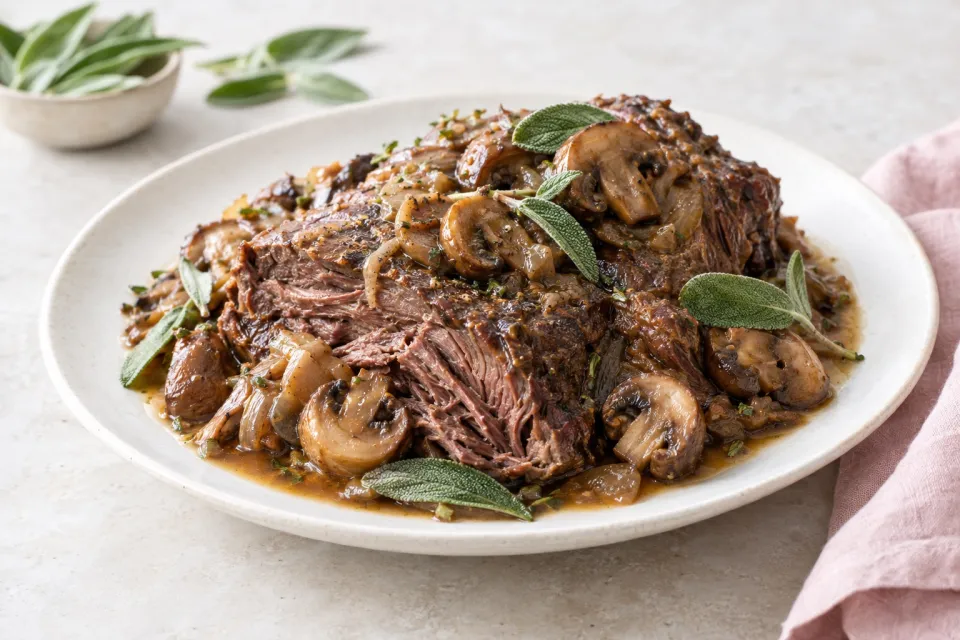Stove-Top Pot Roast with Mushrooms and Sage