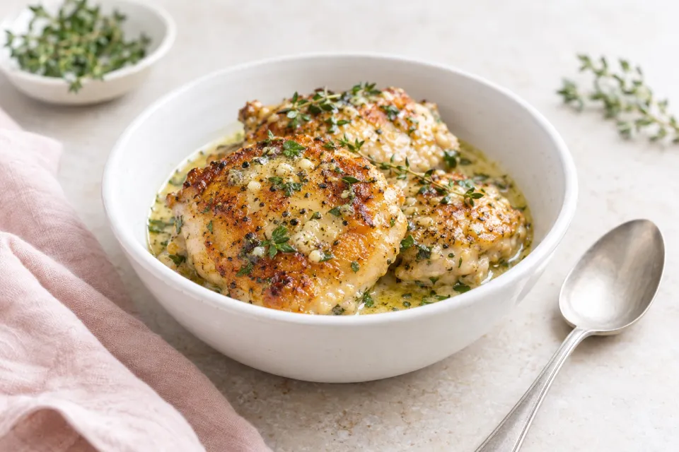 Pan-Roasted Chicken in Herb Butter Sauce