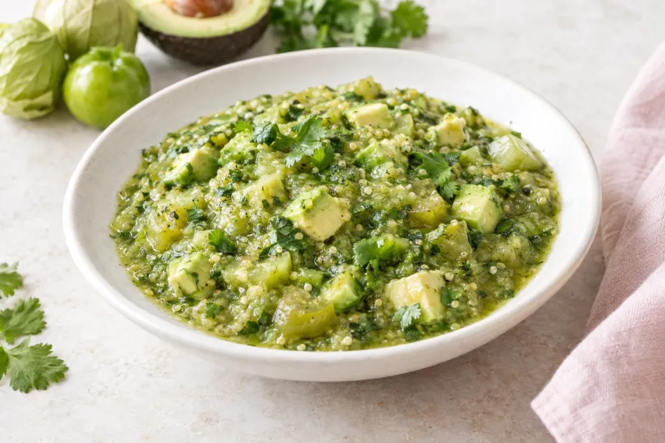 Salsa Verde with Green Tomatoes, Avocados, and Cilantro