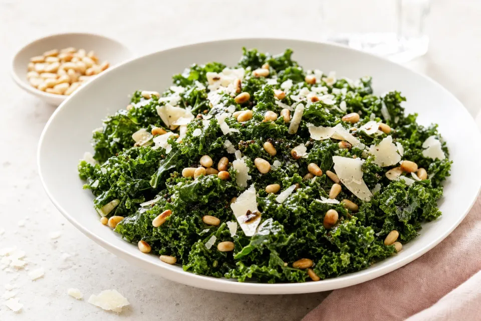 Kale Salad with Balsamic, Pine Nuts, and Parmesan