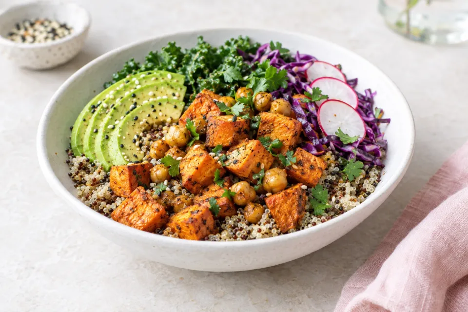 Roasted Sweet Potato Quinoa Bowls