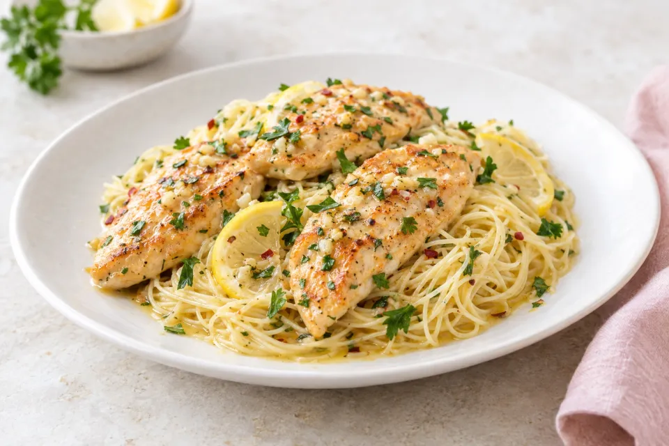Chicken Scampi with Angel Hair Pasta