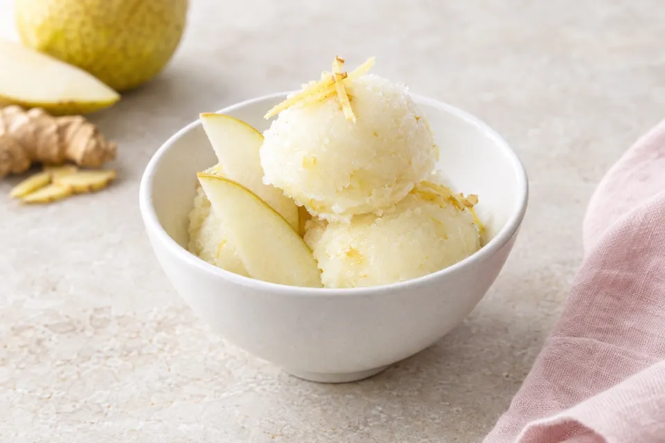 Pear, Riesling, and Ginger Sorbet
