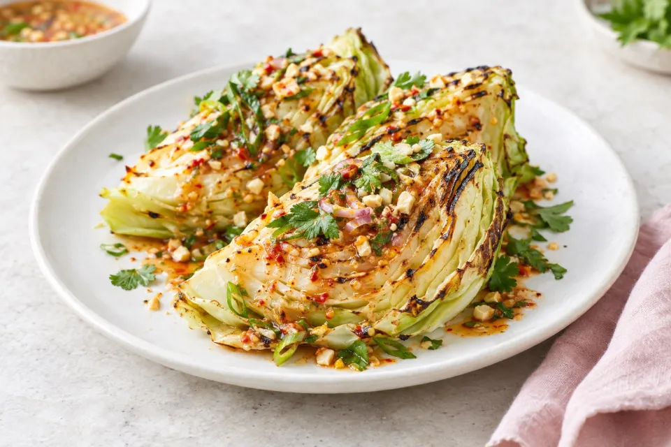 Grilled Cabbage with Spicy Thai Dressing