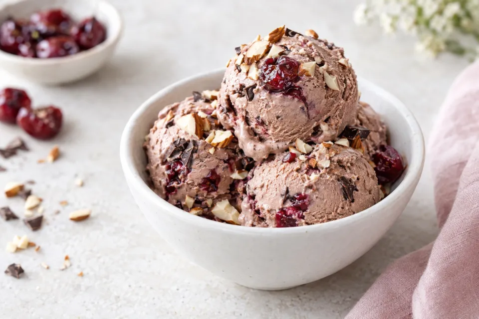 Roasted Cherry Chocolate-Almond Ice Cream