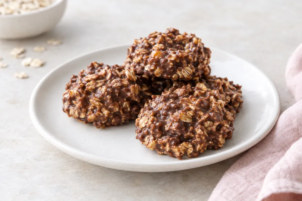 No-Bake Cookies with Chocolate, Peanut Butter, and Chewy Oats