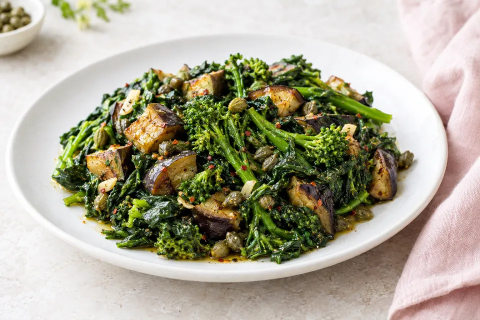 Sicilian-Style Broccoli Rabe with Eggplant and Capers